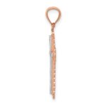 14k Rose Gold and White Rhodium Diamond-cut Cross Pendant - Image 2