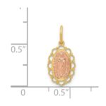 14k Two-tone Small Our Lady of Guadalupe Scalloped Edge Oval Pendant - Image 3