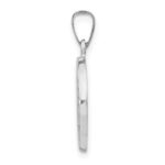 14k White Gold Polished and Satin Hollow Miraculous Medal Round Pendant - Image 2