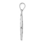 14k White Gold Polished and Satin Hollow Miraculous Medal Round Pendant - Image 2