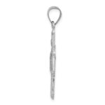 14k White Gold Polished and Satin Hollow Four-Way Religious Medal Pendant - Image 2