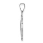 14k White Gold Polished and Satin Hollow St Florian Badge Medal Pendant - Image 2