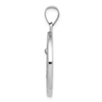 14k White Gold Polished and Satin Hollow St. Michael Medal Round Pendant - Image 2