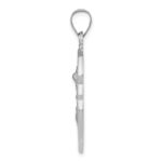 14K White Gold Polished and Satin Hollow Large St. Michael Medal Badge Pendant - Image 2