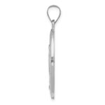 14k White Gold Polished and Satin Hollow Miraculous Medal Oval Pendant - Image 2
