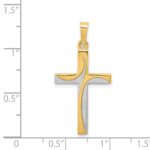 14K and White Rhodium Satin and Polished Latin Cross Pendant - Image 3