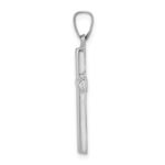 14K White Gold Brushed and Polished Hollow Latin Cross Pendant - Image 2