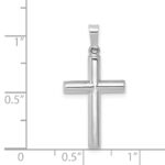 14K White Gold Brushed and Polished Hollow Latin Cross Pendant - Image 3