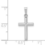 14K White Gold Polished Hollow Latin Cross Pendant - Image 3