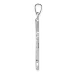 14K White Gold Textured and Polished Fleur de lis Cross Pendant - Image 2