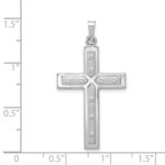 14k White Gold Polished and Satin with Dots Cross Pendant - Image 4