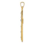 14K and White Rhodium Polished and Satin Cross Pendant - Image 2