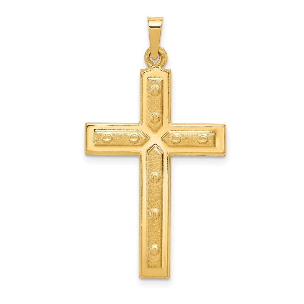 XR1567.jpg 14k Polished and Satin with Dots Cross Pendant - Image 1