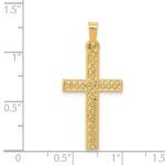 14k Polished Lattice Textured Cross Pendant - Image 4