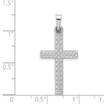 14k White Gold Polished Lattice Cross Pendant - Image 4