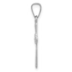 14k White Gold Polished Center Flower Cross Pendant - Image 2
