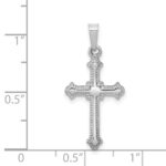 14k White Gold Polished Fleur de Lis Cross Pendant - Image 4