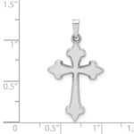 14k White Gold Polished Fleur de Lis Cross Pendant - Image 4