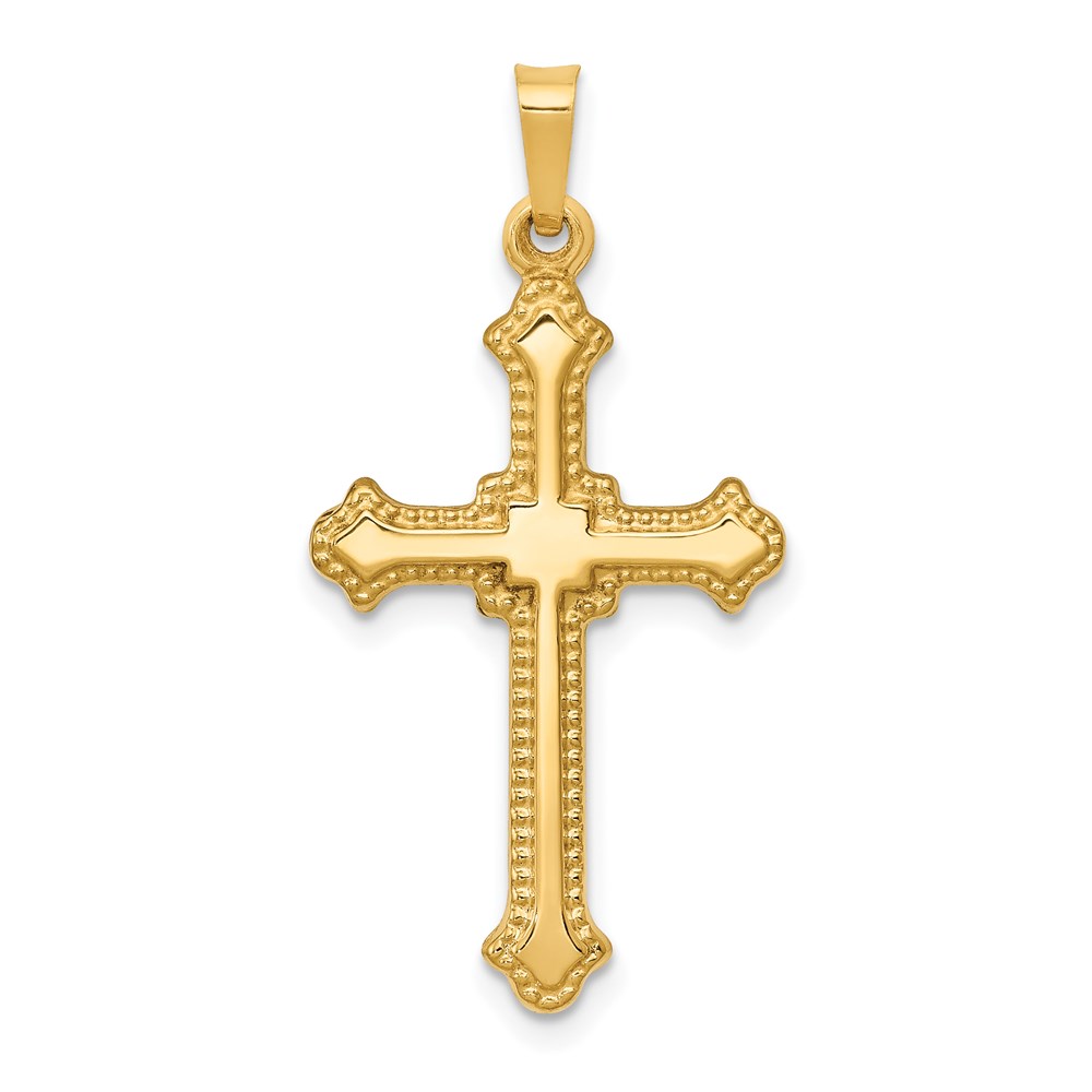 XR1596.jpg 14k Polished Fleur de Lis Cross Pendant - Image 1