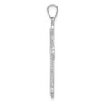14k White Gold Polished Fleur de Lis Cross Pendant - Image 2