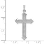 14k White Gold Polished and Textured Cross Pendant - Image 4