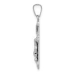 14k White Gold Polished INRI Crucifix Pendant - Image 2