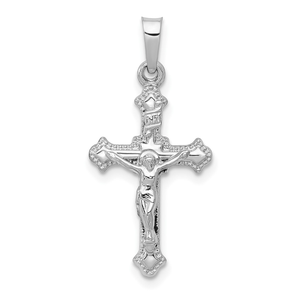 XR1629.jpg 14k White Gold Polished INRI Crucifix Pendant - Image 1