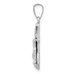 14k White Gold Polished INRI Crucifix Pendant - Image 2