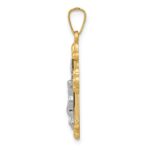 14k Two-tone Polished Budded INRI Crucifix Pendant - Image 2