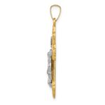 14k Two-tone Polished Fleur de Lis INRI Crucifix Pendant - Image 2