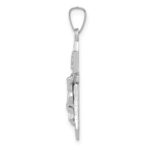 14k White Gold Polished INRI Crucifix Pendant - Image 2