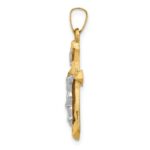 14k Two-tone Polished INRI Crucifix Pendant - Image 2