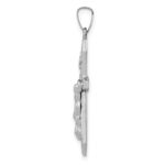 14k White Gold Polished INRI Crucifix Pendant - Image 2