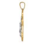 14k Two-tone Polished Fleur de Lis INRI Crucifix Pendant - Image 2