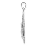 14k White Gold Polished Fleur de Lis Crucifix Pendant - Image 2
