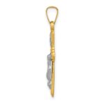 14k Two-tone Flower Center INRI Crucifix Pendant - Image 2