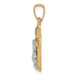 14k and White Rhodium Polished INRI Rounded Crucifix Pendant - Image 2