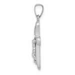 14k White Gold Polished INRI Rounded Crucifix Pendant - Image 2