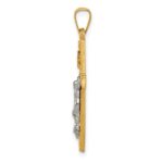 14k Two-tone Polished Lattice Textured INRI Crucifix Pendant - Image 2