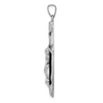 14k White Gold Polished INRI Passion Crucifix Pendant - Image 2