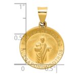 14K Polished and Satin Hollow Spanish San Judas Tadeo Medal Round Pendant - Image 4