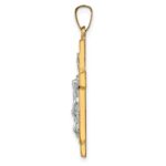 14k Two-tone Hollow Polished Textured Latin Crucifix - Image 2
