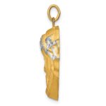 14K and White Rhodium Hollow Polished and Satin Large Jesus Medal - Image 2