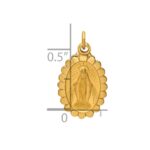 14k Polished and Satin Solid Small Miraculous Medal Scalloped Edge Oval Pendant - Image 3