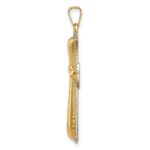 14k Hollow Polished with White Rhodium Beaded Edge Cross Pendant - Image 2