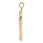 14K Two-tone Polished and Diamond-cut Cross Pendant - Image 2