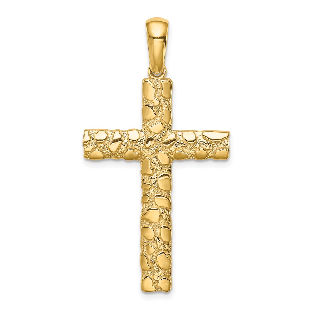 XR1835.jpg 14K Large Nugget Style Cross Pendant - Image 1