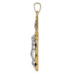 14k Two-tone Hollow Polished Textured Latin Crucifix Pendant - Image 2