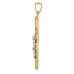 14k Two-tone Hollow Polished Textured and Striped Latin Crucifix Pendant - Image 2
