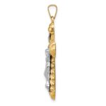 14k Two-tone Hollow Polished Chevron Design Crucifix Pendant - Image 2